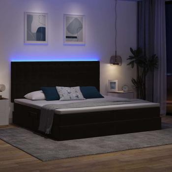 Bett mit LED-Lichtleisten Schwarz 200 x 200 cm Samt
