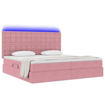 Bett mit LED-Lichtleisten mit Kopfteil Rosa 200 x 200 cm Samt