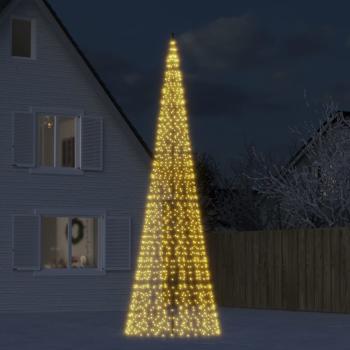 ARDEBO.de - LED-Weihnachtsbaum auf Fahnenmast, 1534 LEDs, Warmweiß, 500 cm