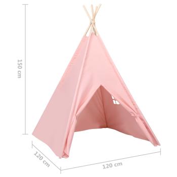 Kinder Tipi-Zelt mit Tasche Pfirsichhaut Rosa 120x120x150 cm