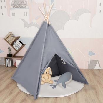 ARDEBO.de - Kinder Tipi-Zelt mit Tasche Pfirsichhaut Grau 120x120x150 cm