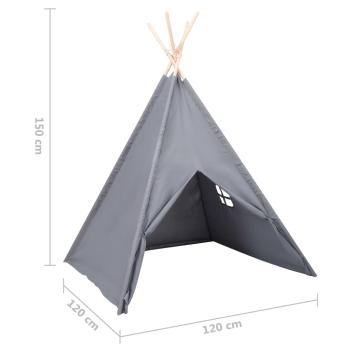 Kinder Tipi-Zelt mit Tasche Pfirsichhaut Grau 120x120x150 cm