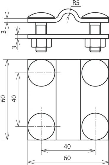 Dehn KS 8.10 FL30 FRSM8 V4A Kreuzstück NIRO (V4A) für Rd 8-10/Fl 30mm Fl 30/30mm ohne Zwischenplatte (318239)