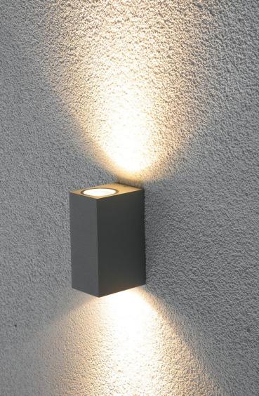 EVN Wandanbau, 2-flmg. (up + down), IP44, GU10, max. 2x 11W, 230V, anthrazit (637315)