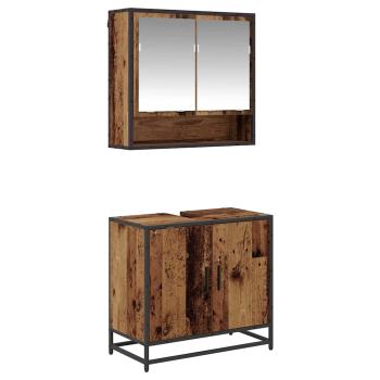 Badezimmermöbel-Set mit Regal 2 pcs Altholz Holzwerkstoff
