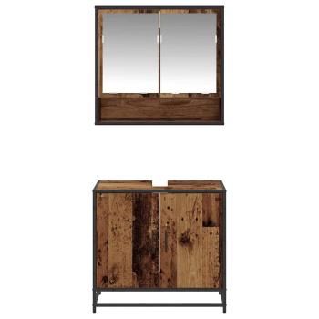 Badezimmermöbel-Set mit Regal 2 pcs Altholz Holzwerkstoff