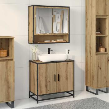 ARDEBO.de - Badezimmermöbel-Set mit Regal 2 pcs Artisan-Eiche Holzwerkstoff