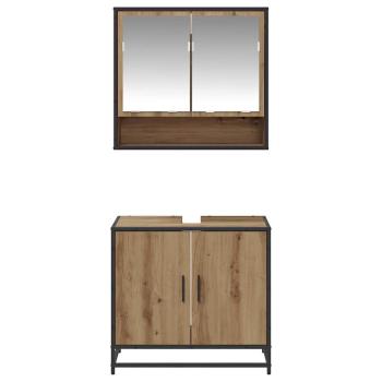 Badezimmermöbel-Set mit Regal 2 pcs Artisan-Eiche Holzwerkstoff