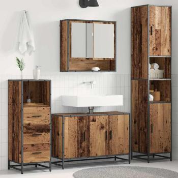 ARDEBO.de - Badezimmermöbel-Set mit Regal 3 pcs Altholz Holzwerkstoff