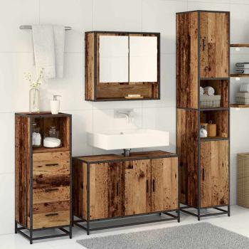 Badezimmermöbel-Set mit Regal 3 pcs Altholz Holzwerkstoff