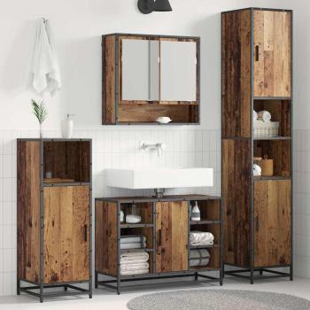 ARDEBO.de - Badezimmermöbel-Set mit Regal 3 pcs Altholz Holzwerkstoff