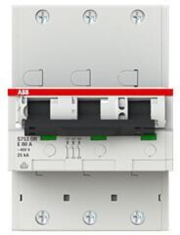 ARDEBO.de ABB S753DR-E80 Hauptleitungsschutzschalter SH-Schalter in E-Charakteristik, 25kA, 80A, 3Polig (2CDH783010R0802)