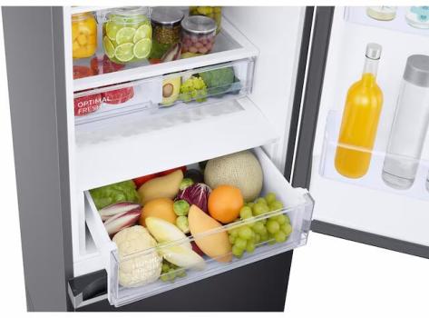 Samsung RB38C607AB1/EF Stand Kühl-Gefrierkombination, 59,5 cm breit, 387 L, NoFrost+, Urlaubsschaltung, Powercool, Powerfreeze, Premium Black Steel
