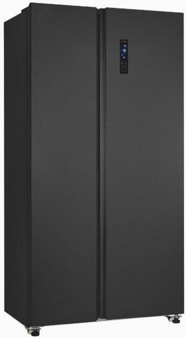 Exquisit SBS46-040E Stand Side-by-Side Kombination, 91 cm breit, 442 L, NoFrost, LED Beleuchtung, Temperaturregelung, Umluftventilator, Schnellkühlen und Schnellgefrieren, inoxlook-az