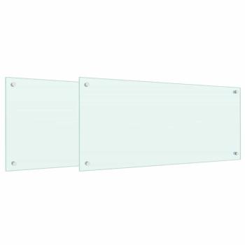 Küchenrückwand 2 pcs Weiß 90 x 40 cm Gehärtetes Glas