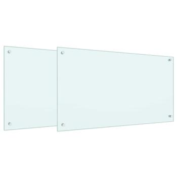 Küchenrückwand 2 pcs Weiß 90 x 50 cm Gehärtetes Glas
