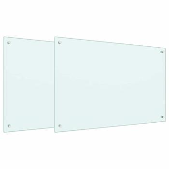 Küchenrückwand 2 pcs Weiß 90 x 60 cm Gehärtetes Glas