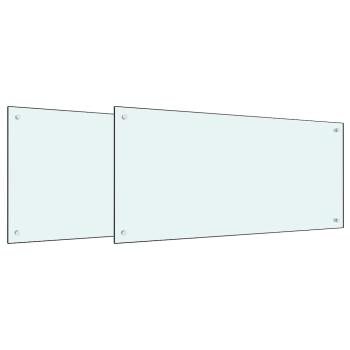 Küchenrückwand 2 pcs Weiß 100 x 50 cm Gehärtetes Glas