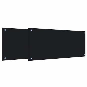 Küchenrückwand 2 pcs Schwarz 90 x 40 cm Gehärtetes Glas