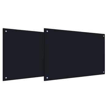 Küchenrückwände 2 pcs Schwarz 90 x 50 cm Gehärtetes Glas