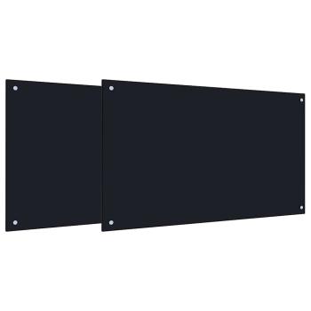 Küchenrückwand 2 pcs Schwarz 100 x 60 cm Gehärtetes Glas