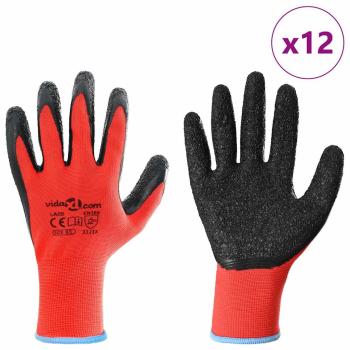 Arbeitshandschuhe 12 pcs Rot und Schwarz 9 / l Latexbeschichtung