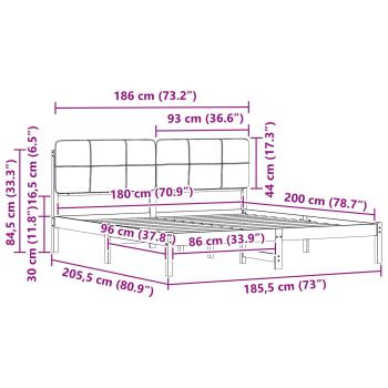 Bettgestell mit gepolstertem Kopfteil Dunkelgrau 180 x 200 cm