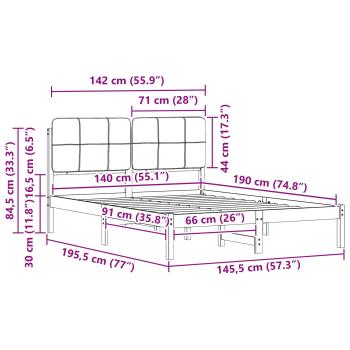 Bettgestell mit gepolstertem Kopfteil Taupe 140 x 190 cm