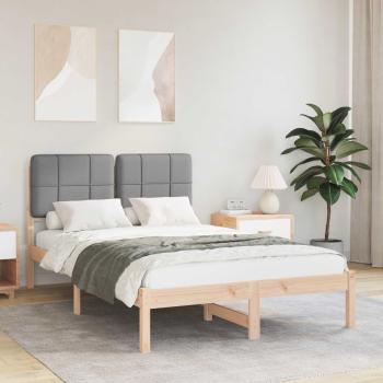 ARDEBO.de - Bettgestell mit gepolstertem Kopfteil Hellgrau 120 x 190 cm