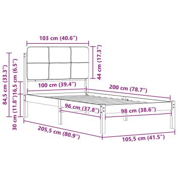 Bettgestell mit gepolstertem Kopfteil Schwarz 100 x 200 cm