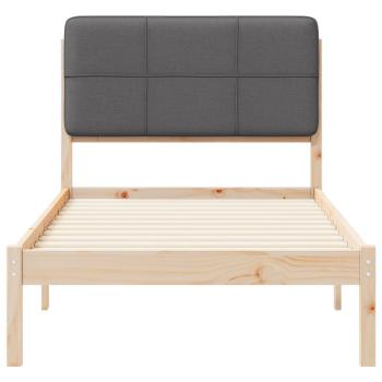 Bettgestell mit gepolstertem Kopfteil Dunkelgrau 90 x 200 cm