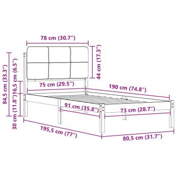 Bettgestell mit gepolstertem Kopfteil Hellgrau 75 x 190 cm