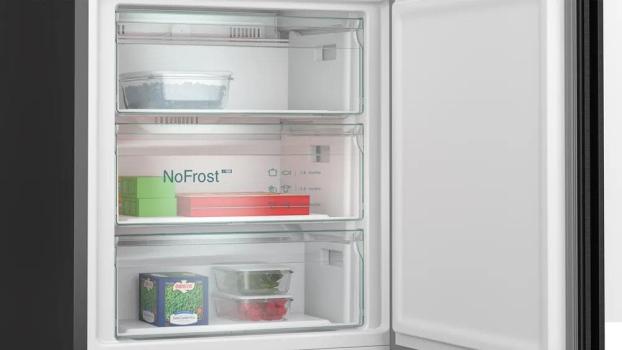 Siemens KG49NSBBF iQ700 Stand Kühl-Gefrierkombination, 70 cm breit, 440 L, noFrost , dimLight, superKühlen, SuperGefrieren, schwarz