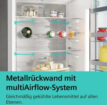 Siemens KG49NSBBF iQ700 Stand Kühl-Gefrierkombination, 70 cm breit, 440 L, noFrost , dimLight, superKühlen, SuperGefrieren, schwarz