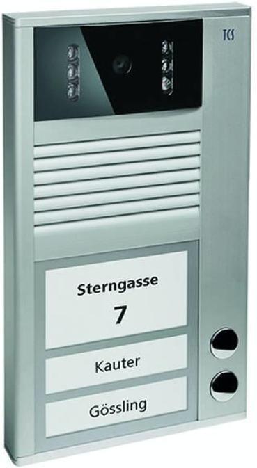 ARDEBO.de TCS AVC12020-0010 Video, 2-Draht Außenstation, Serie AVC, 2 Tasten, silber