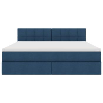 Bett mit LED-Lichtleisten mit Kopfteil Blau 160 x 200 cm Stoff