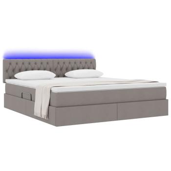 ARDEBO.de - Bett mit LED-Lichtleisten mit Kopfteil Taupe 160 x 200 cm Stoff