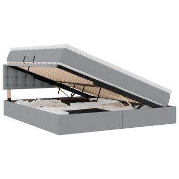 Bett mit LED-Lichtleisten Hellgrau 160 x 200 cm Stoff