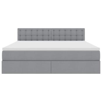 Bett mit LED-Lichtleisten Hellgrau 160 x 200 cm Stoff