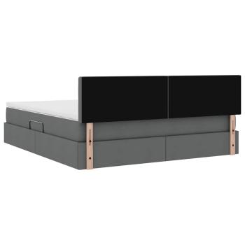 Bett mit LED-Lichtleisten Dunkelgrau 160 x 200 cm Stoff