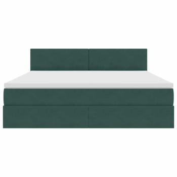 Bett mit LED-Lichtleisten Dunkelgrün 160 x 200 cm Samt