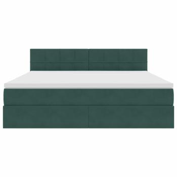 Bett mit LED-Lichtleisten Dunkelgrün 160 x 200 cm Samt
