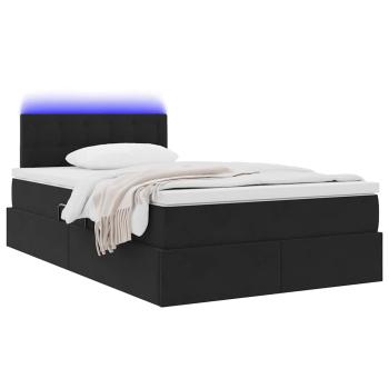 ARDEBO.de - Bett mit LED-Lichtleisten Schwarz 120 x 200 cm Samt