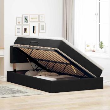 LED-Speicherbett mit Matratze Schwarz 120 x 200 cm Samt