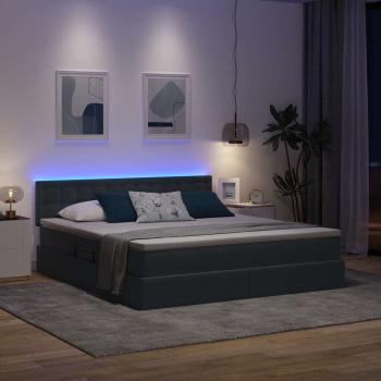 Bett mit LED-Lichtleisten Dunkelgrau 160 x 200 cm Samt