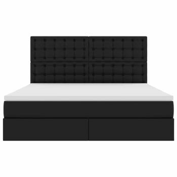 Bett mit LED-Lichtleisten mit Kopfteil Schwarz 160 x 200 cm PVC