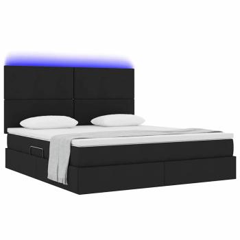 ARDEBO.de - Bett mit LED-Lichtleisten Schwarz 160 x 200 cm Stoff