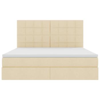 Bett mit LED-Lichtleisten mit Kopfteil Creme 160 x 200 cm Stoff