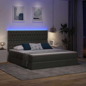 ARDEBO.de - Bett mit LED-Lichtleisten Dunkelgrau 160 x 200 cm Stoff