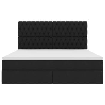 Bett mit LED-Lichtleisten Schwarz 160 x 200 cm Stoff